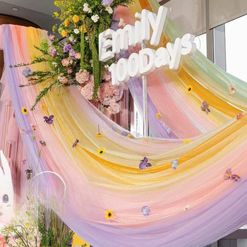 Dopamine Colorful Gauze Curtain Cloth Outdoor Monet Garden Scene Layout Gauze Wedding Scene Arch Decoration