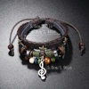Cross-border New Jewelry Simple Multi-layer Beaded Leather Bracelet Personalized Note Pendant Bracelet Music Festival Accessories