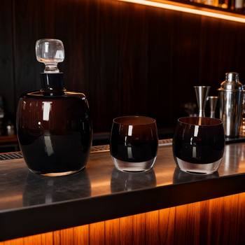 Light Luxury Coffee-Colored Crystal Glass Wine Set for Home Living Room Wine Cabinet Model Room Decoration Ornaments