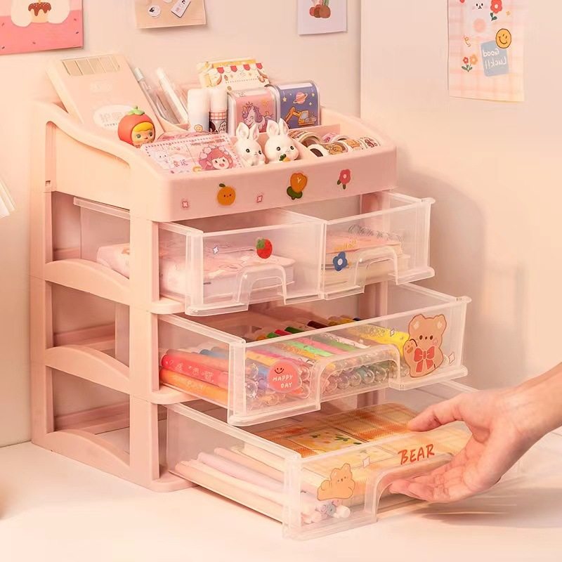 ins style plastic drawer-type desktop tape storage box student dustproof transparent skin care cosmetics storage rack