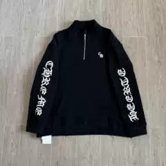 【High-Quality In-Stock Version】Ch Chrome Hearts New Style Sanskrit Letter Embroidery Half-Zip Sweatshirt Unisex