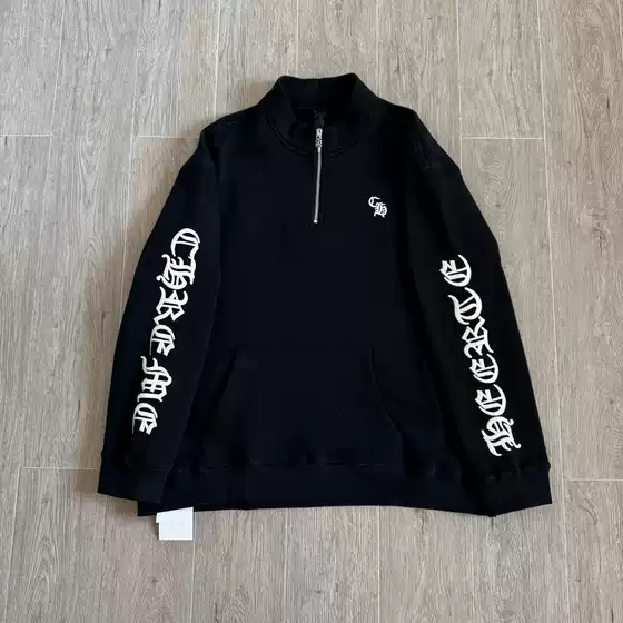 【High-Quality In-Stock Version】Ch Chrome Hearts New Style Sanskrit Letter Embroidery Half-Zip Sweatshirt Unisex