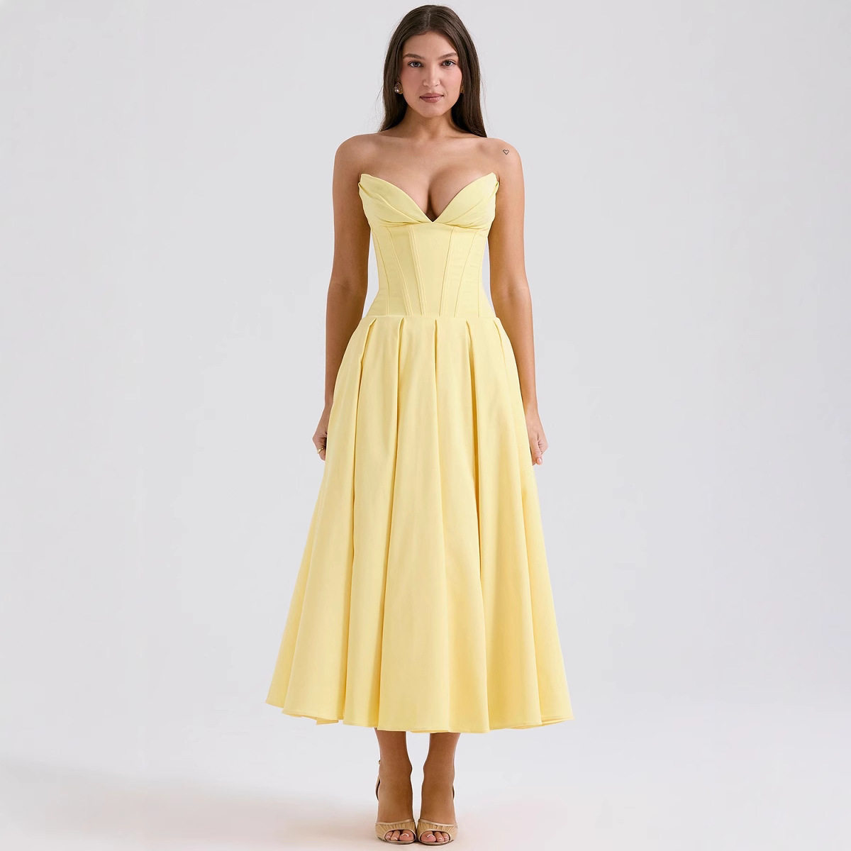 Sleeveless Midi Dress Solid Color Sexy Style Spring Fashion Wholesale Womens Apparel low MOQ