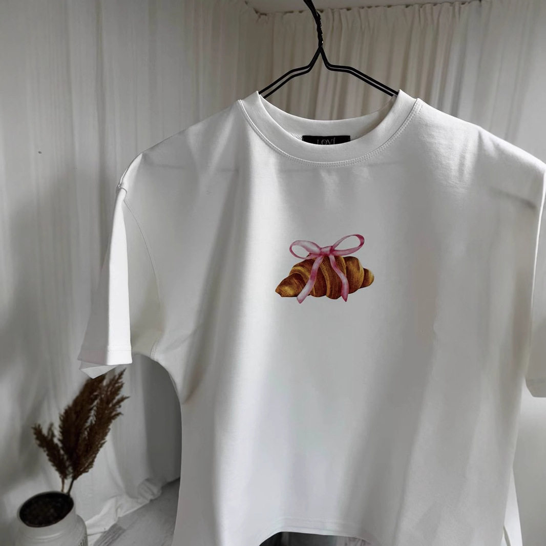 Womens Vintage Bow Print T Shirt Summer Casual Style Loose Fit Round Neck Short Sleeve 100 Cotton Wholesale