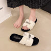 Korean Style Autumn and Winter Mao Mao Slippers Women's Outer Wear 2024 New Style One-Word Shops Plush