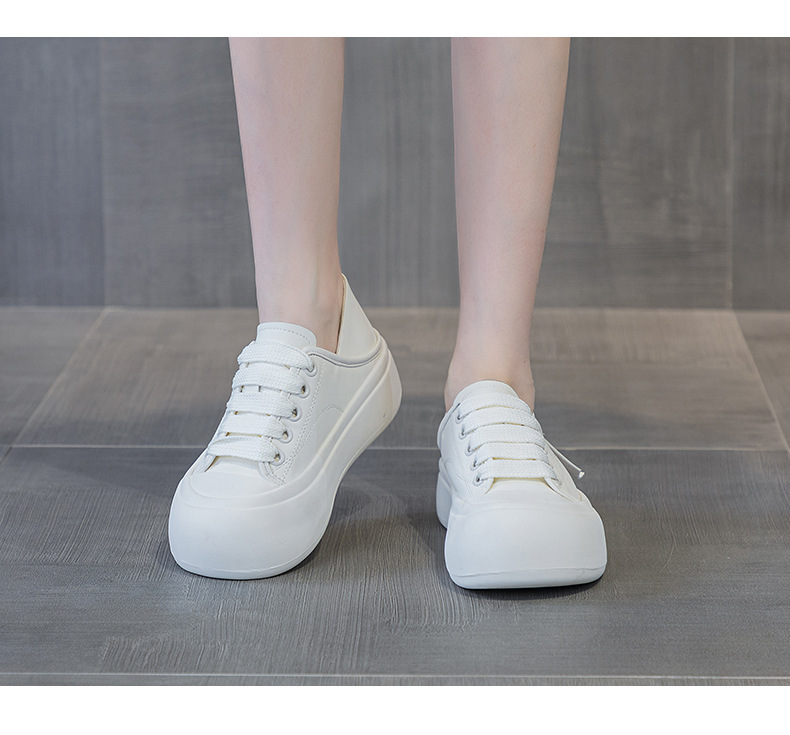 Giày sneaker nữ mũi tròn đế dày phối dây buộc — M 2378m màu, M2378 màu be