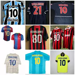 Retro football jersey, Ronaldinho star number jersey, Brazil Paris Barcelona Gremio AC ball