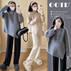 Maternity Sweater Autumn and Winter New Style Irregular Lazy Style Loose Slimming Knitted Top for Pregnant Women