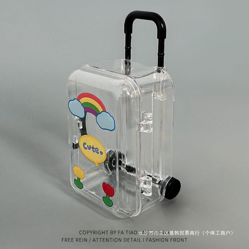Mini Ultra-Small Trolley Case Storage Box, Direct Sales from the Manufacturer, Retractable Wheels, Movable, Transparent, Cute for Jewelry
