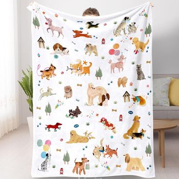 Flannel Cartoon Dog Pattern Baby Bath Towel Soft Absorbent Children's Blanket Four Seasons Printed Blanket