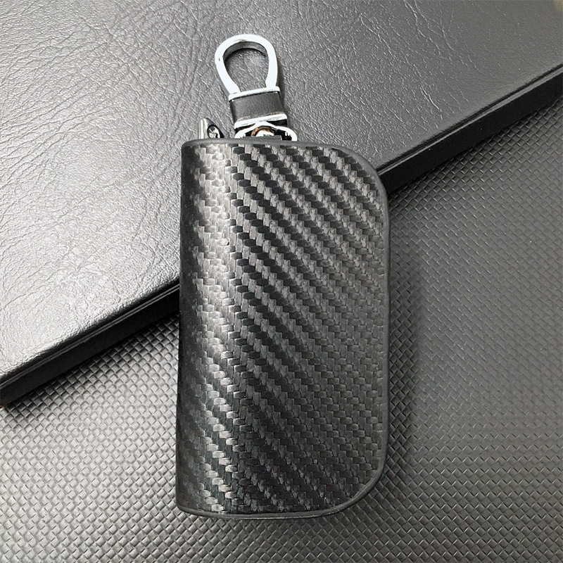 Car Key Case Carbon Fiber Pattern Zipper Bag Universal Personalized Remote Control Protective Case Coin Purse Men's and Women's Key Bag