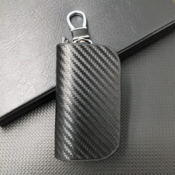Car Key Case Carbon Fiber Pattern Zipper Bag Universal Personalized Remote Control Protective Case Coin Purse Men's and Women's Key Bag