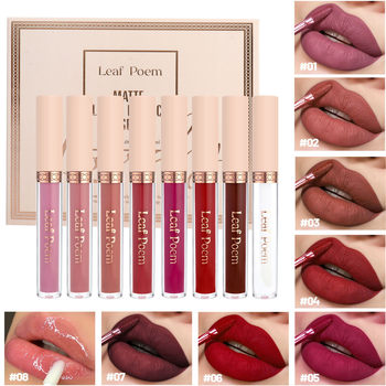 Cross-border makeup 8 non-stick cup lip glaze suit matte mist liquid lipstick non-fading waterproof lip gloss suit
