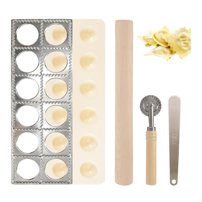 Cross-Border Italian Dumpling Mold Aluminum Alloy Dumpling Mold 12-Hole Dumpling Mold 5-Piece Set of Dumpling Mold Set