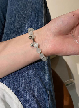S925纯银铃铛手链女孩生猫眼手串石级感轻奢女ins小众设计精致