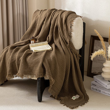 Class a Four-Layer Gauze Wrinkled Gauze Summer Quilt Sofa Blanket High-End Cotton Office Nap Blanket Air-Conditioned Blanket