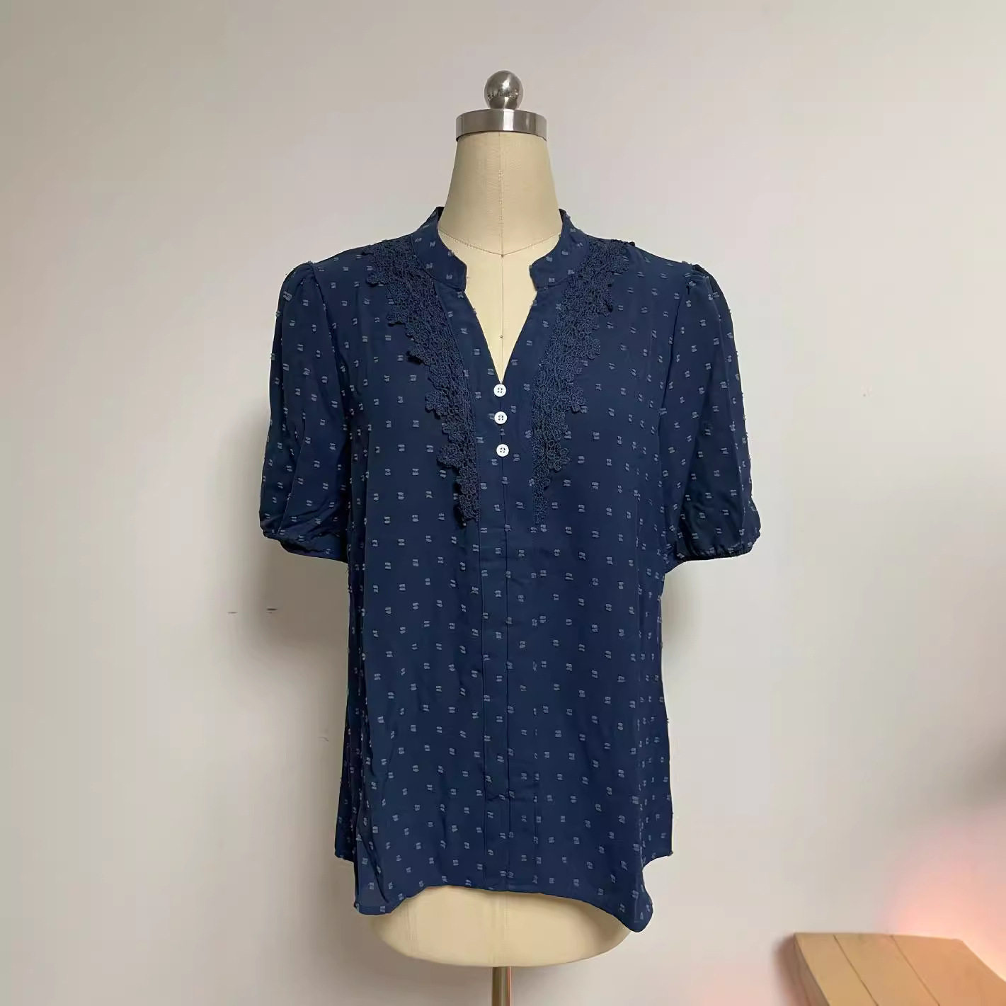 Womens Short Sleeve Button Up Shirt V Neck Trendy Design Summer Style Available for Wholesale