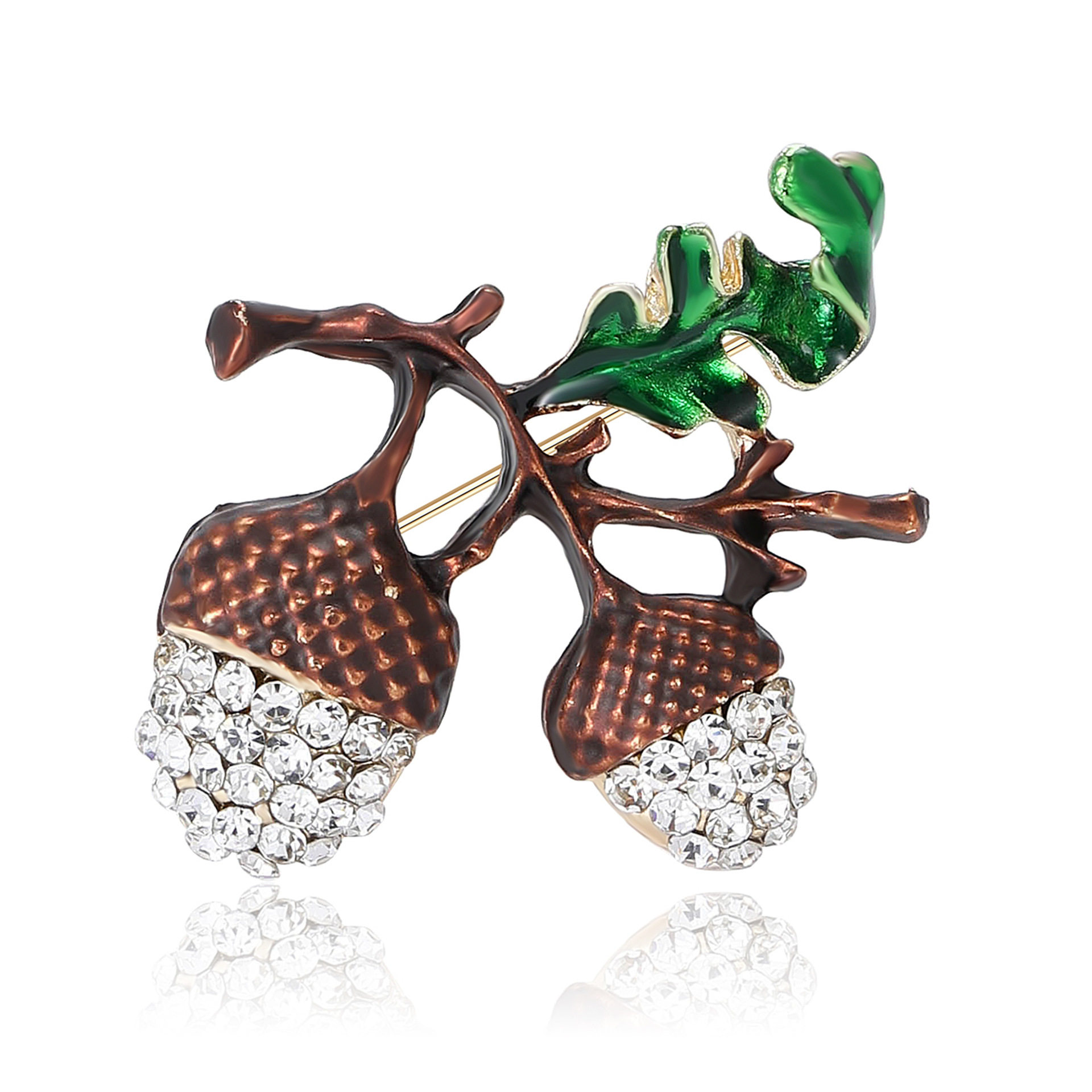 Korean Style Creative All-match Alloy Rhinestone Hazelnut Brooch Fashion Simple Women's Sweater Cardigan Corsage Jewelry Pin