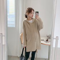 Autumn and winter gestation in Korean version Pit Strips of Pregnant Women Sweaters Fur Coat Loose in Fur Coats sweatshirt Knitted Sweatshirt Casual