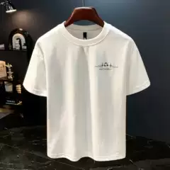 Summer Thin Letter-Print Short-Sleeve T-Shirt for Men 2026 New Round-Neck Casual Loose Trendy Half-Sleeve Top