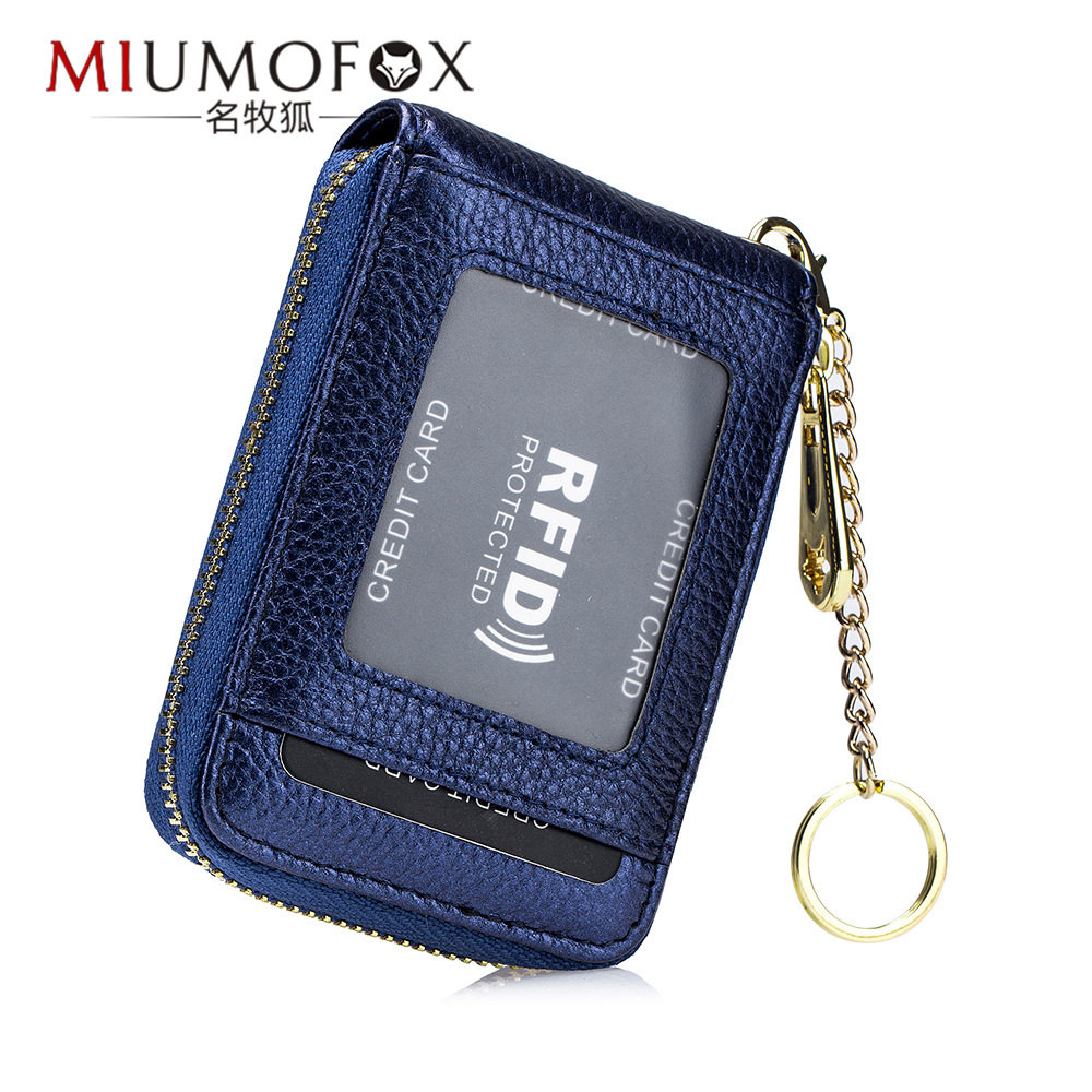 Foreign Trade Genuine Leather Multifunctional Men's Organ Card Holder Bank Card Holder Popular Card Holder Women's Exquisite Rfid Keychain