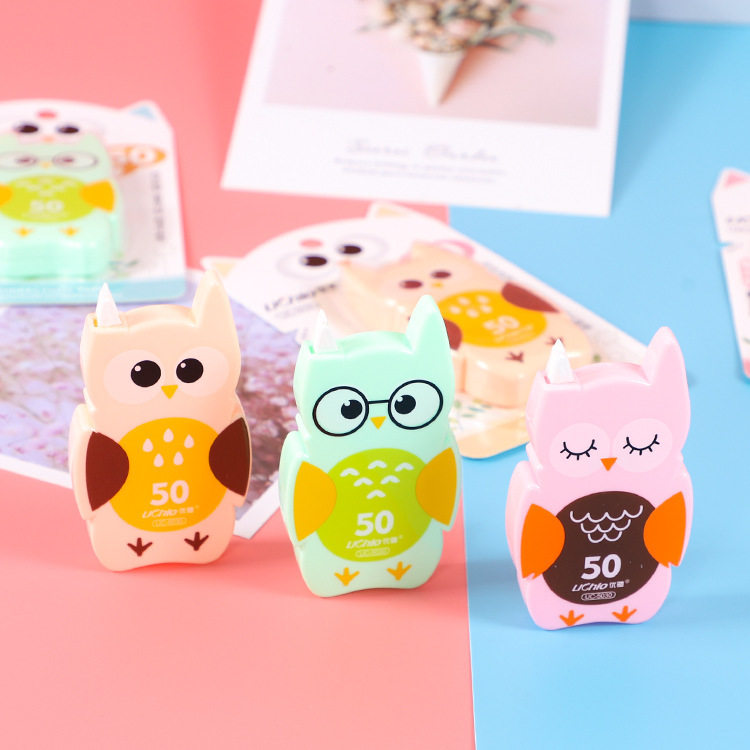 Cartoon Cute Owl Correction Tape Student Typos Press Alter Correction Post Children's Learning Stationery