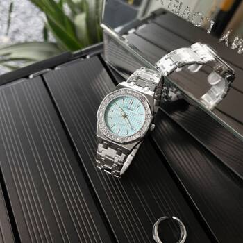 Mishali Women's Watch 2026 Is Trending, Light Luxury, Niche, High-End Women's Watch with Large Dial, Diamond-Encrusted Steel Band