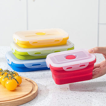 Economical Large-Capacity Foldable Picnic Box Lunch Box Silicone Foldable Lunch Box Refrigerator Storage Box Storage