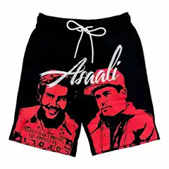 Asaali American Street Style Character Print Shorts Retro High Street Casual Shorts Loose Sports Pants