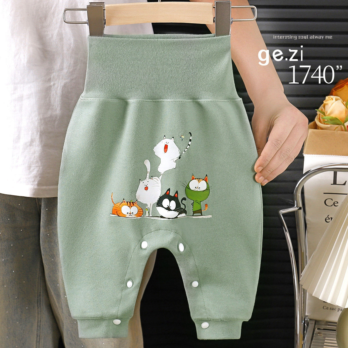 Baby Big PP Pants, Spring & Autumn Cotton Version, Boys & Girls High-Waist Belly-Protecting Snap-Button Easy-Wear Pants, 7A Antibacterial Outerwear