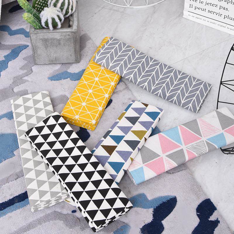 Floral Cotton and Linen Fabric Plaid Sofa Fabric Canvas Pastoral Handmade Bag DIY Cloth Head Tablecloth Printing Sub-King