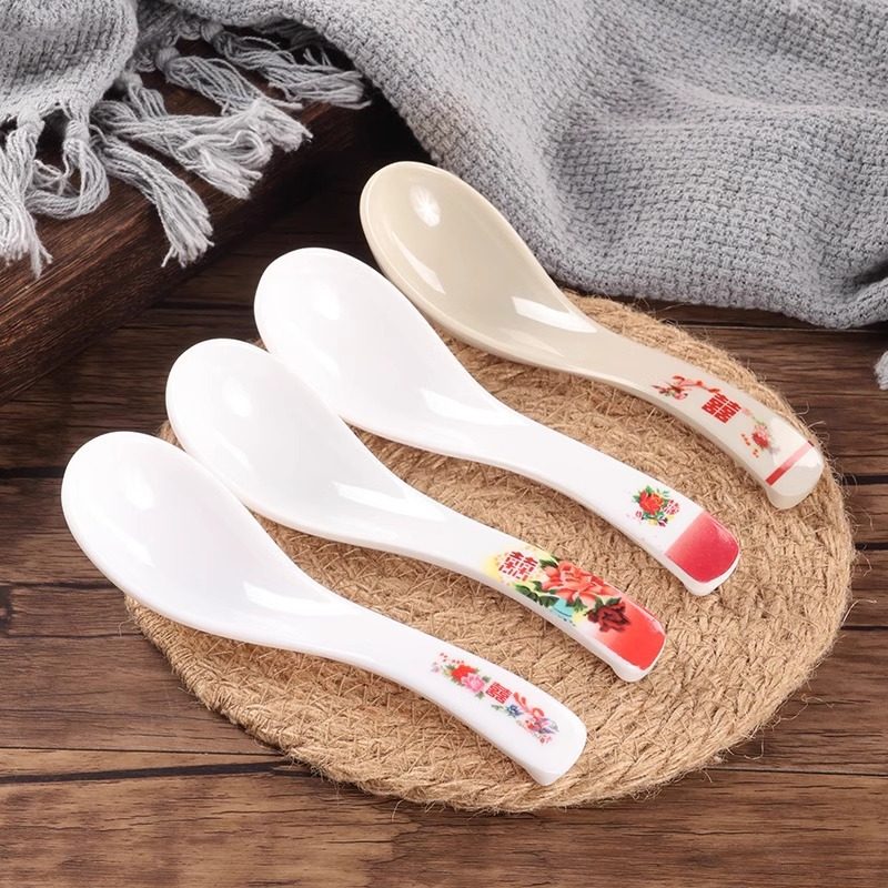 A5 Imitation Porcelain Break-Resistant White Spoon Soup Spoon Household Melamine Thickeneded Spicy Hot Ramen Restaurant Commercial