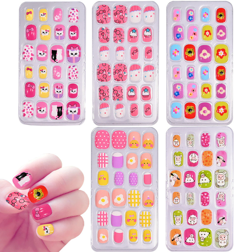 Children's Wearable Nails 120 Pieces Creative Ocean Style Kidsren's Wearable Nails Cartoon Girls Set Nails