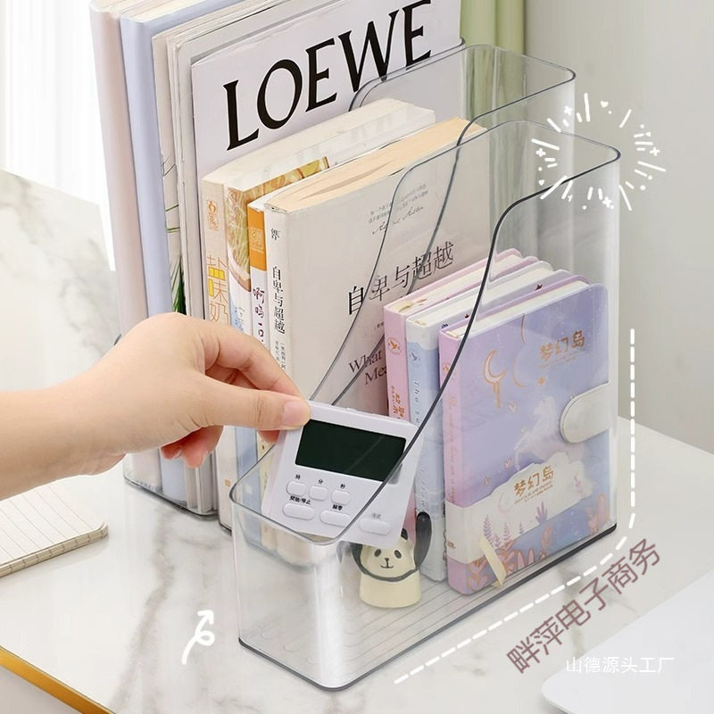 Transparent Desktop Bookshelf Desk Acrylic File Storage Box Bookshelf Office Student Book Organization Set