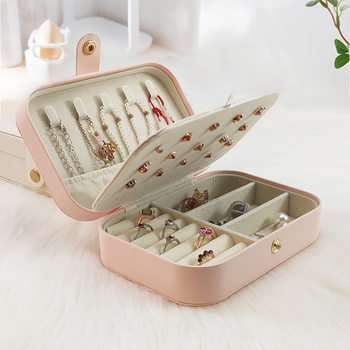 Round Portable Jewelry Storage Box, Compact Jewelry Storage Box, Earrings, Earrings, Jewelry Box, Necklace and Ring Storage Box