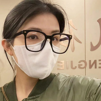 Korean style black glasses frame with large myopia frame glasses frame men's red book with blue light-proof flat glasses for women