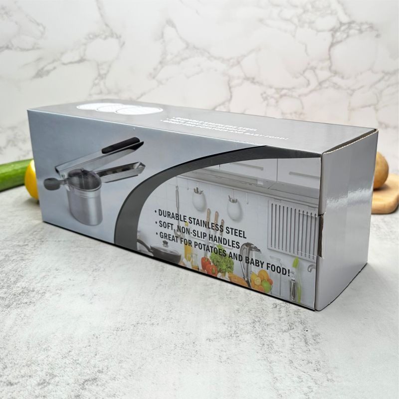 Stainless steel manual three-in-one potato puree, garlic puree, lemon juice, etc. Multi-purpose non-slip silicone handle