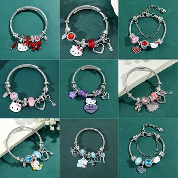 Pink Panjia Bracelet KT Cat Bracelet Cross-border Cartoon Cute Bracelet Pando Hello Kitty Pull Jewelry Factory Wholesale
