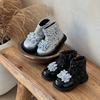 Girls Princess Short Boots Autumn and Winter Children's Boots Sequined Crystal Princess Shoes Silver Style Little Girls Martin Boots