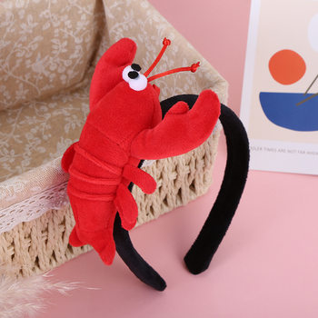 New Cute Creative Headwear Plush Lobster Doll Headband Non-slip Pressure Hair Apply Mask Makeup Cyber Celebrity Hair Card