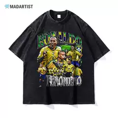 MADARTIST Brazil star Ronaldo T-shirt Daluo Ronaldo washed old American retro short sleeve