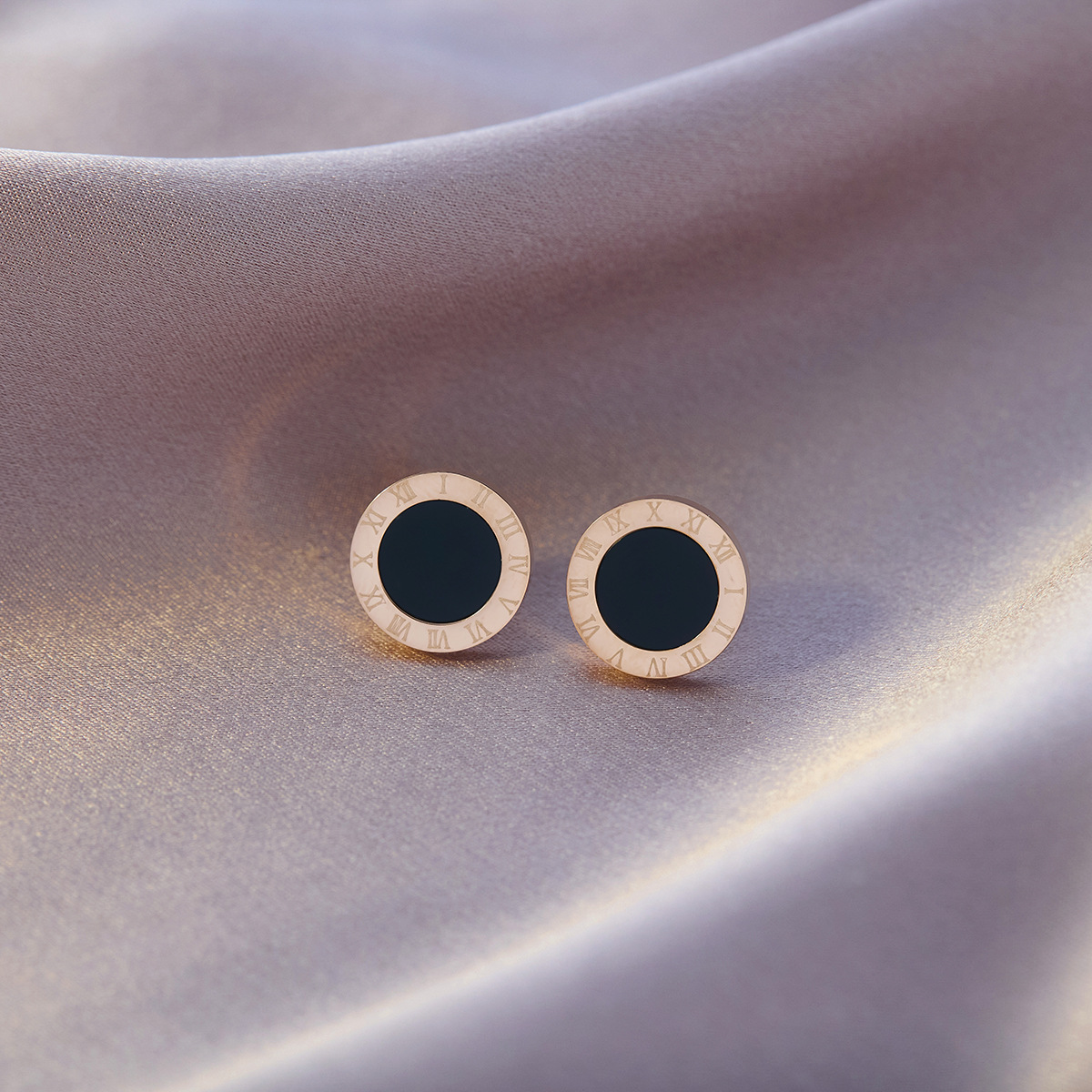 12mm ローズゴールド ローマン スタッド ピアス