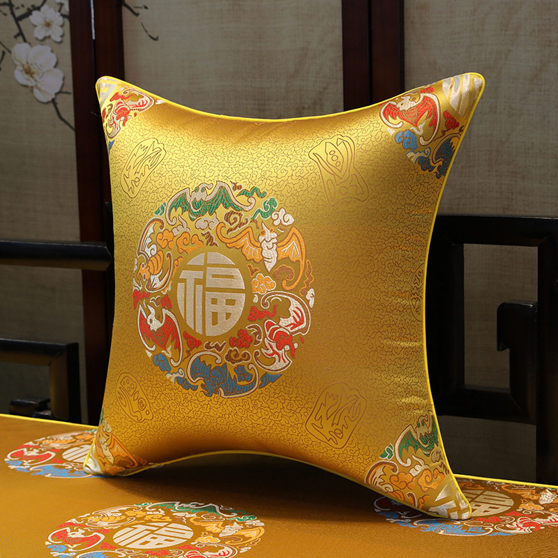 Chinese Classical Jacquard Pillow Case Redwood Sofa Pillow Living Room Cushion Cover Removable and Washable Core-Free Backrest Cover