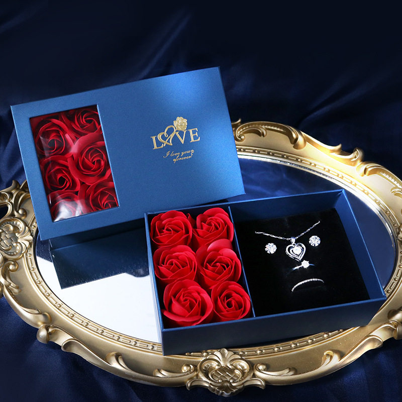 Factory Spot Six Roses Gift Box Touch Paper 6 Roses Jewelry Box Valentine's Day Jewelry Packaging Box