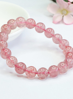 天然草莓晶手串水晶手链