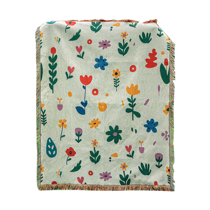 Cross-border line blanket picnic blanket flowers flower line blanket wholesale tapestry blanket jacquard woven blanket sofa towel
