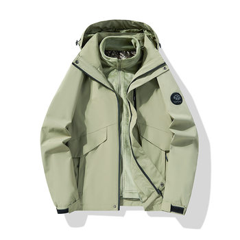 Women's Trendy Brand Three-in-One Detachable Windproof Waterproof Breathable Autumn and Winter Thickened Outdoor Xizang Windbreaker Jacket