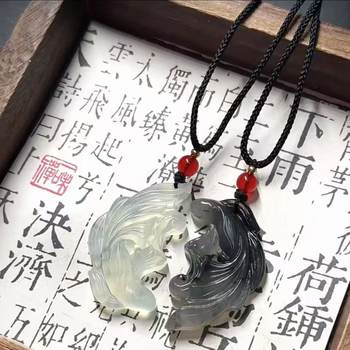New Chinese Style Fish Dragon Gradient Color-changing Safe Antique Ink Pisces Pendant Necklace for Men and Women Couple
