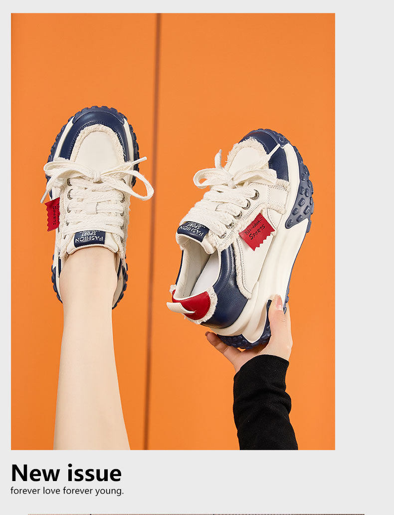 Giày sneaker nữ chạy bộ mesh thoáng mũi tròn dây buộc — Gạo trắng, Tối chi tiết 12