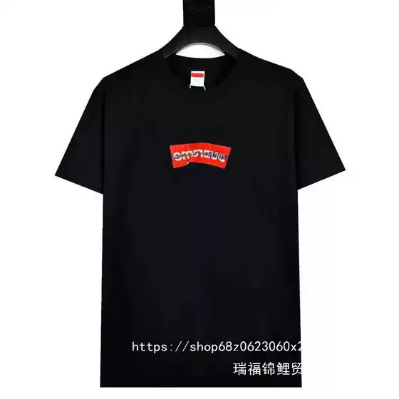 SUP New Cotton Summer Letter Box Men's and Women's American Trendy Brand Half Sleeve T-shirt Casual Round Neck Loose Short Wholesale